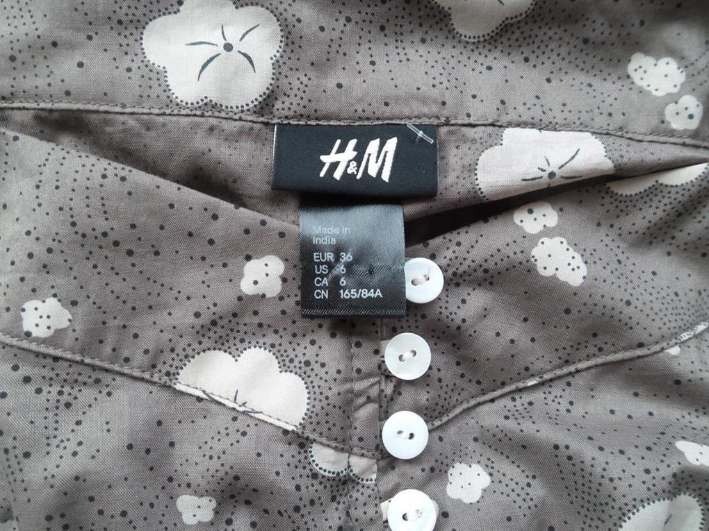 H&m Stl 36 Färg Brun Hjärtformad Blus Kortärmad Material Bomull 100%