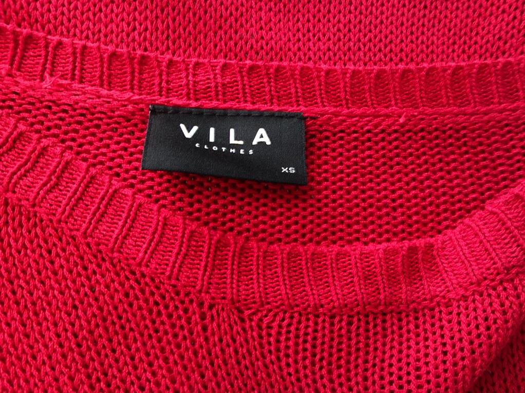 Vila Stl XS Färg Röd Rund urringning Blus Långärmad Material Viskos 100%