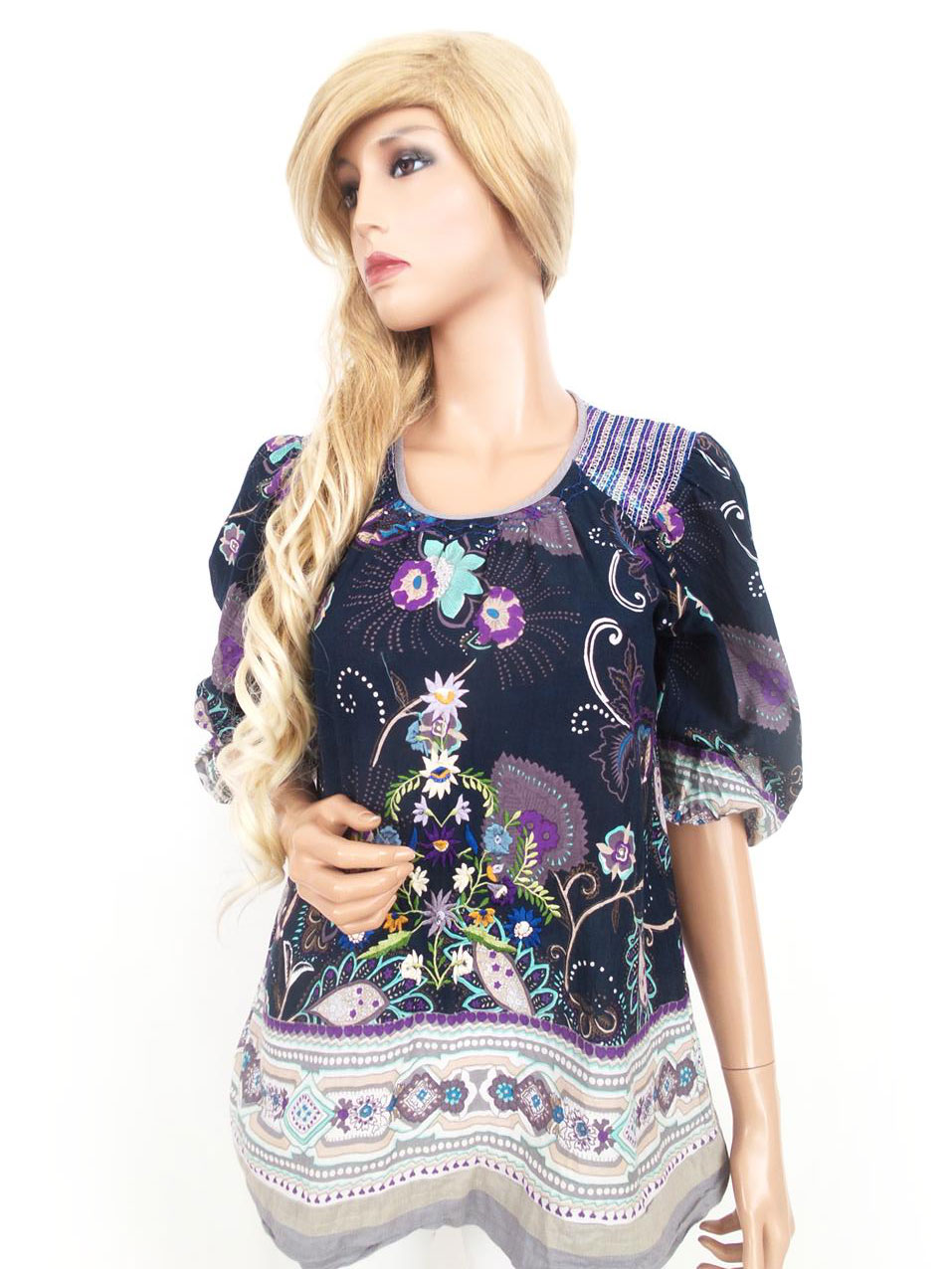 Saint tropez Stl XS/S Paisley Rund urringning Tunika blus ärm 3/4 Material Bomull 100%