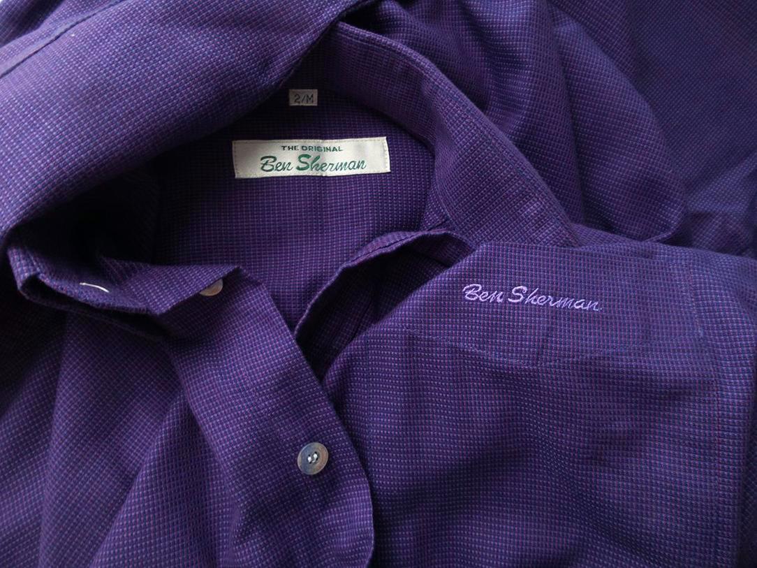 BEN SHERMAN Stl M (38/40) Färg Lila Krage Herr skjorta, casual Långärmad Material Bomull