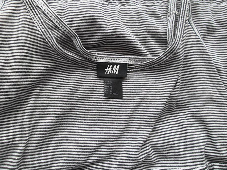 H&m Stl XS Ränder U-ringning Tunika blus Ärmlös Material Bomull 100%