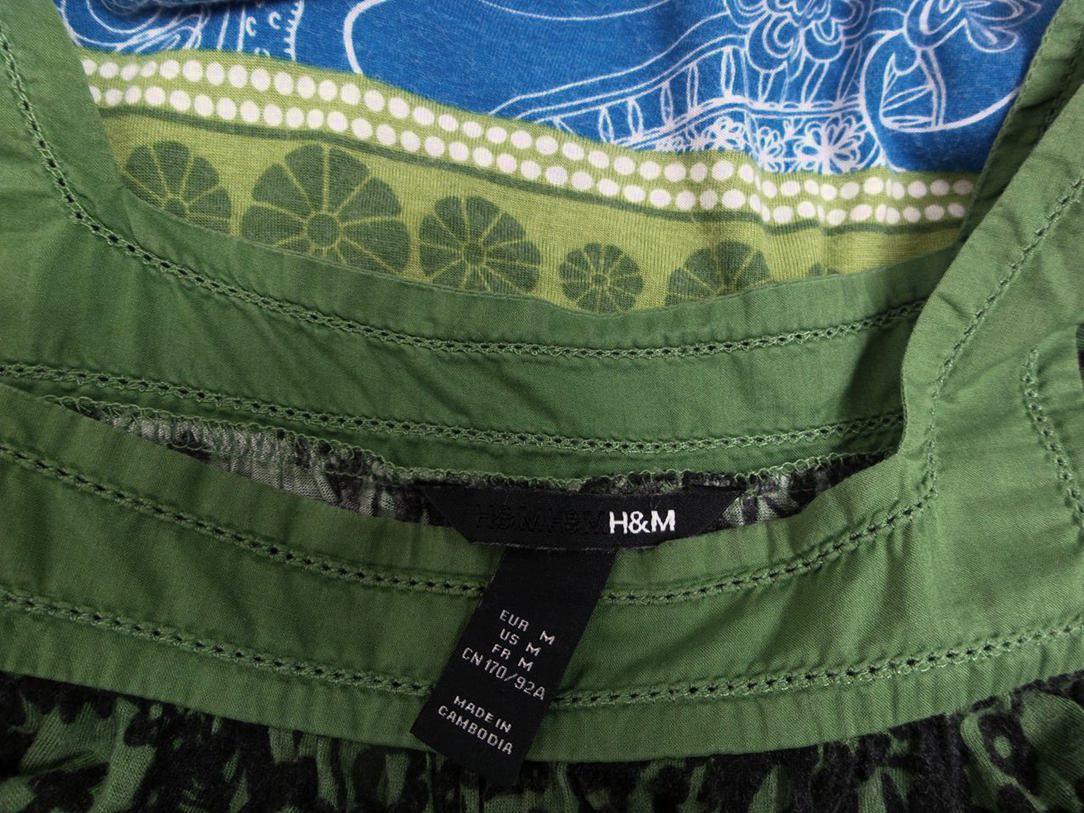 H&m Stl M Paisley Draperad Blus Kortärmad Material Viskos 100%