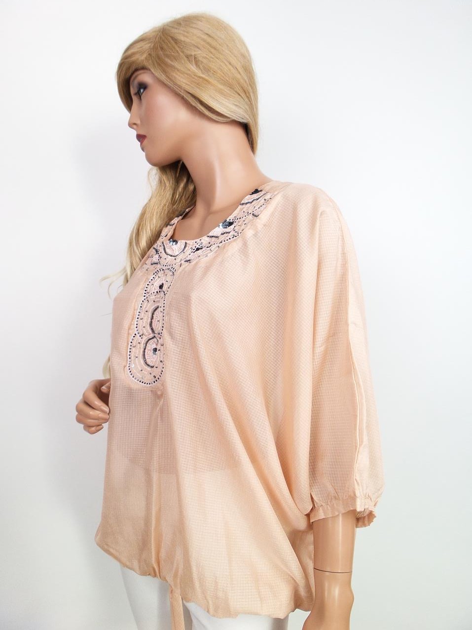 Saint tropez Stl M/L Färg Orange Rund urringning Blus ärm 3/4