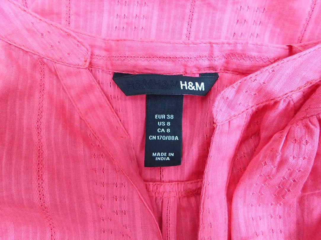 H&m Stl 38 Split Crew Neck Blus Kortärmad Material Bomull 100%