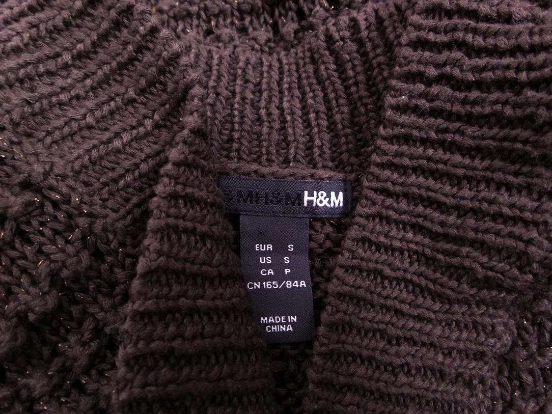 H&m Stl S Färg Brun Rund urringning Koftbolero Kortärmad Öppet stickat