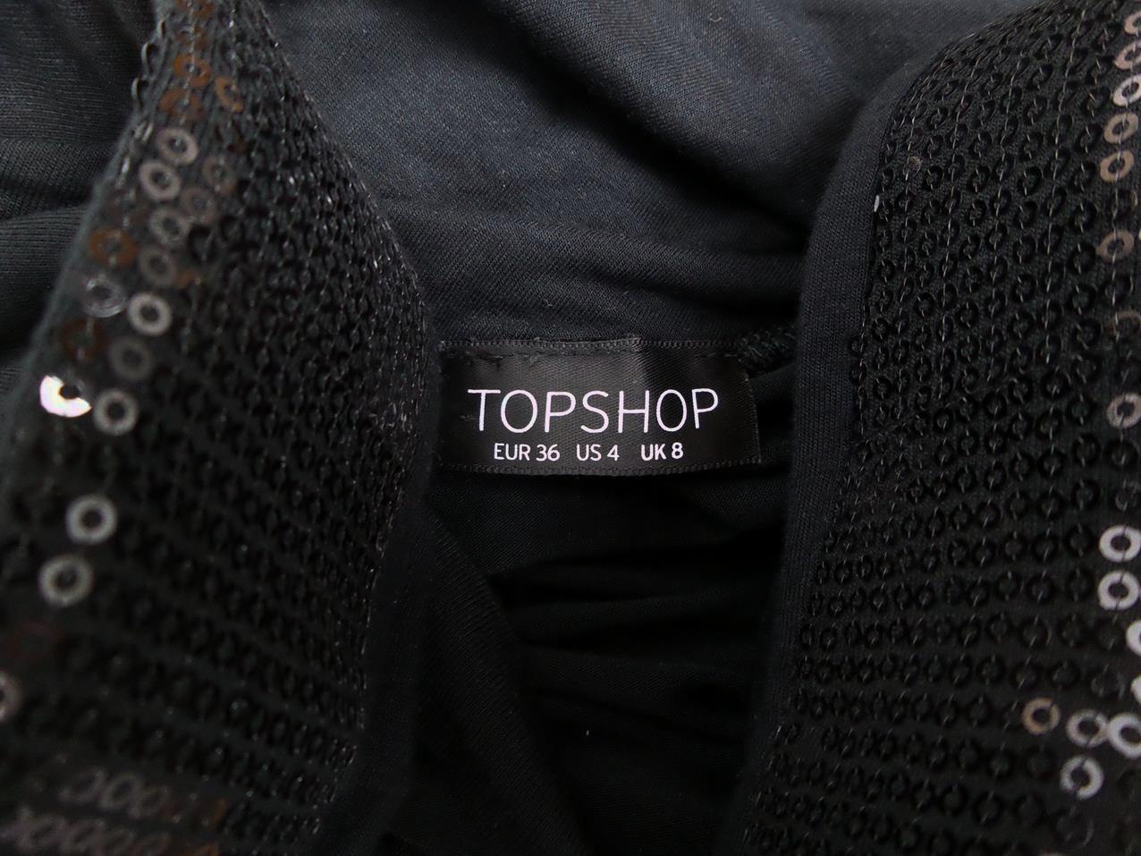 Topshop Stl 36 Färg Svart Båtringning Tunika blus Kortärmad Material Viskos