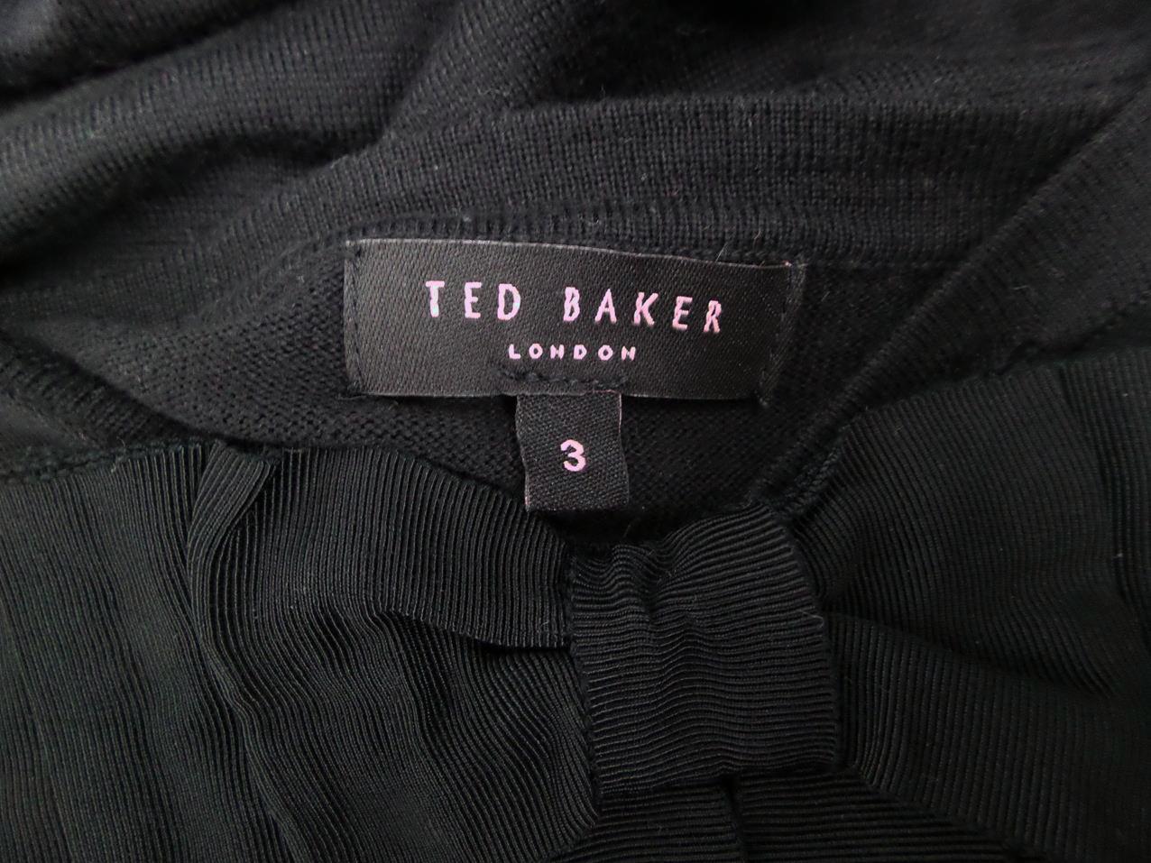 Ted Baker London Stl 3 (40) Färg Svart V-ringning Penn Klänning Kortärmad Knälängd Material Bomull 100%