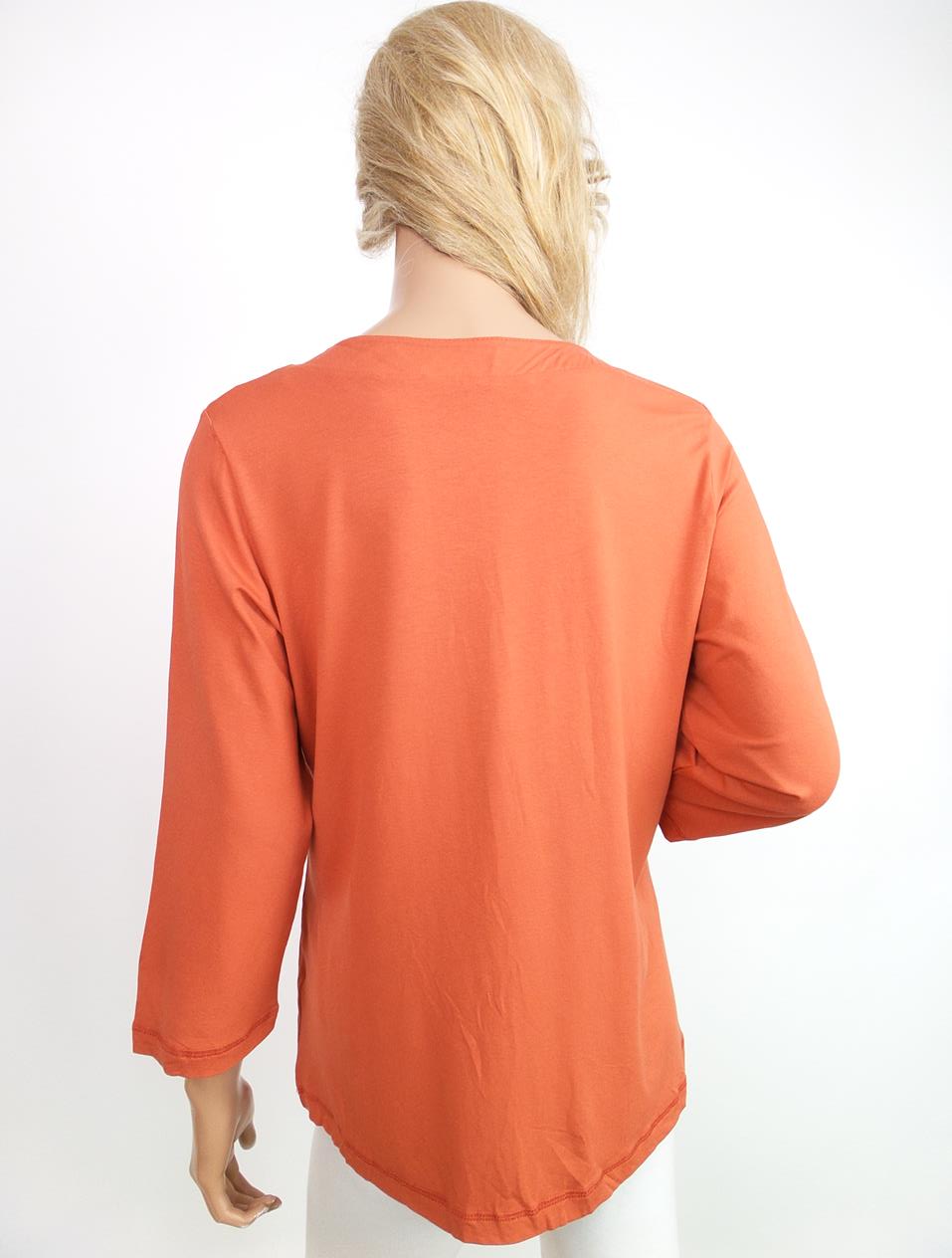 Pardon Stl 44 Färg Orange Djurtryck Rund urringning Tunika blus ärm 3/4 Material Viskos