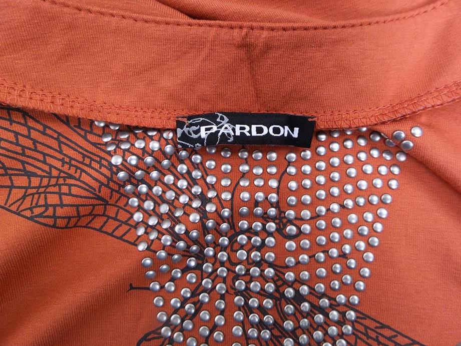 Pardon Stl 44 Färg Orange Djurtryck Rund urringning Tunika blus ärm 3/4 Material Viskos