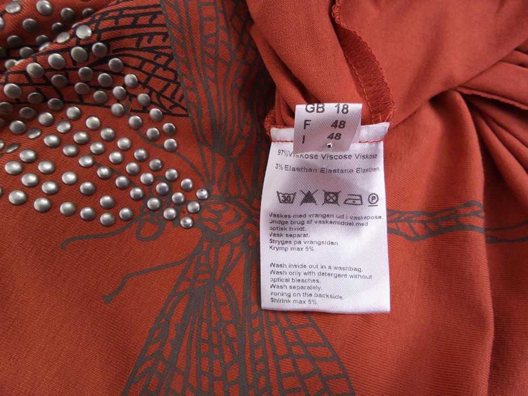 Pardon Stl 44 Färg Orange Djurtryck Rund urringning Tunika blus ärm 3/4 Material Viskos