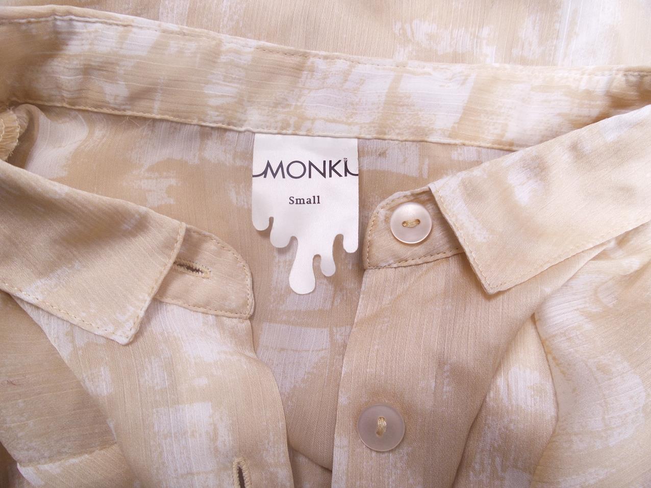 Monki Stl S Färg Pastell Krage Knäppt Tunika Blus Långärmad