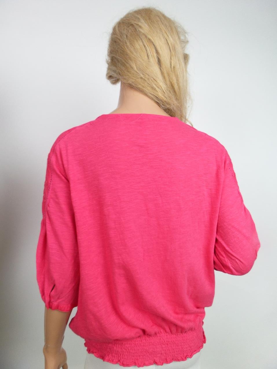 Next Stl 12 (40) Färg Fuchsia Rund urringning Popover Blus Knappar ärm 3/4 Material Bomull 100%