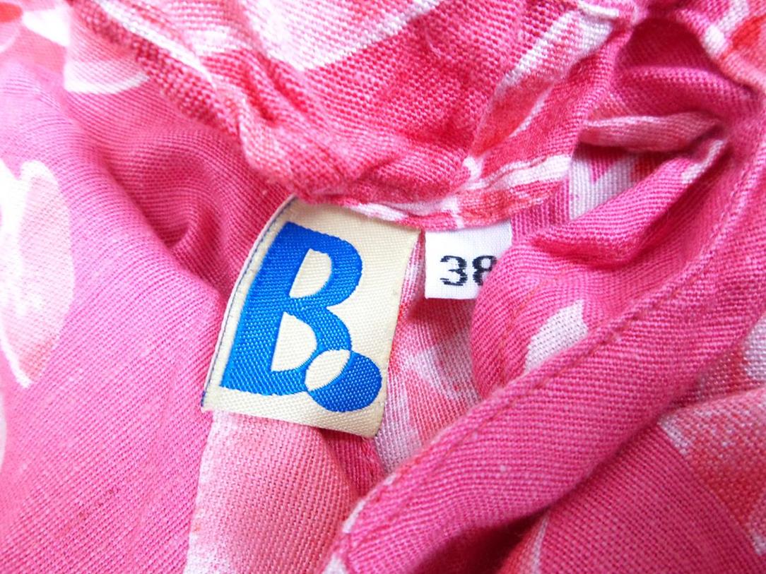 B Vintage Stl 38 Färg Rosa V-ringning Skjort Klänning Kortärmad Knälängd