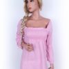 Esprit Stl S Färg Pudrig Rosa Axelbandslös Tunika blus ärm 3/4 Material Bomull