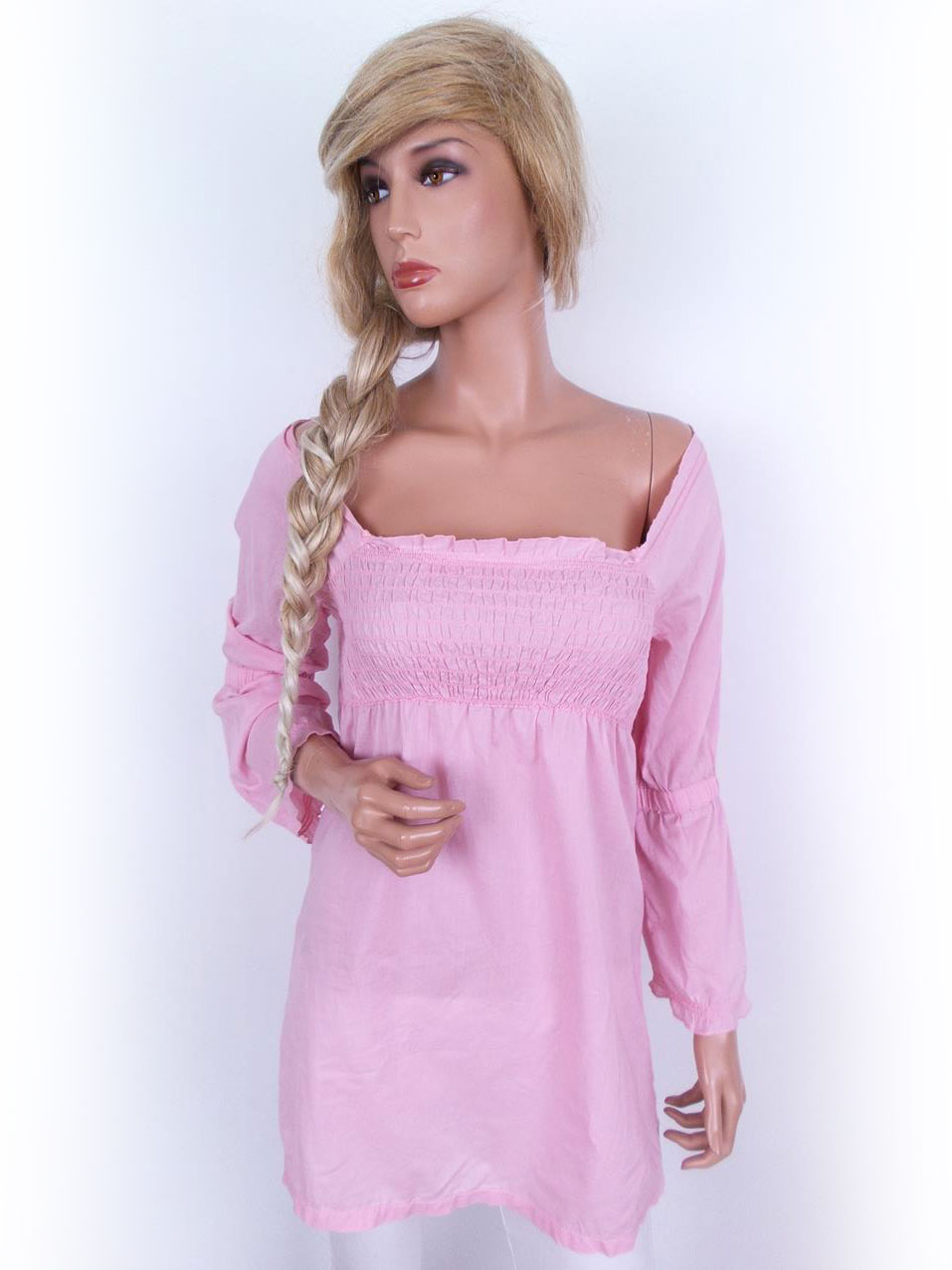 Esprit Stl S Färg Pudrig Rosa Axelbandslös Tunika blus ärm 3/4 Material Bomull