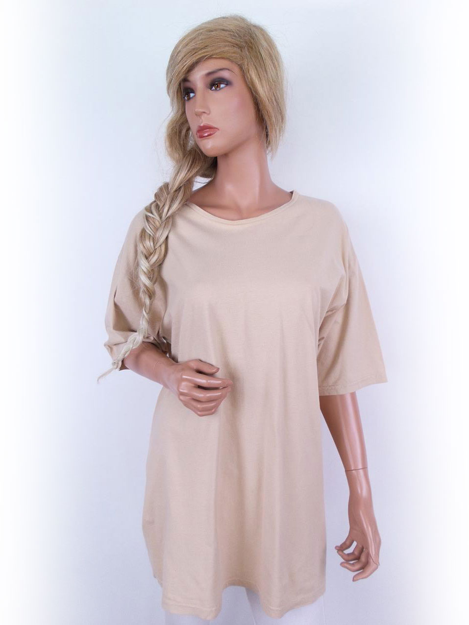 Uno Stl 1 Färg Beige Båtringning Tunika blus ärm 3/4 Material Bomull