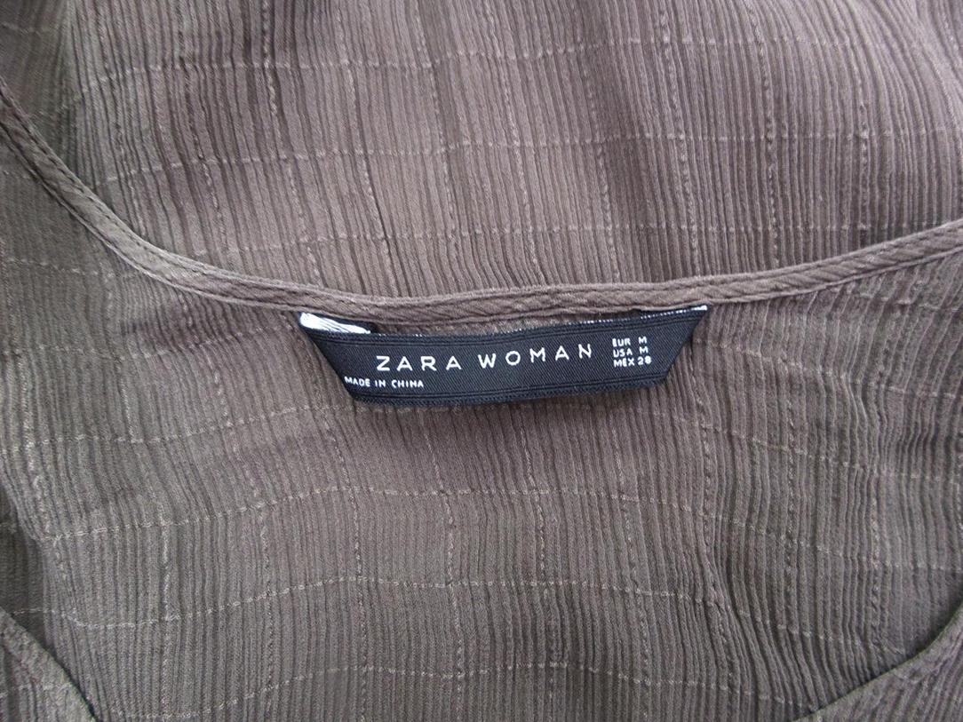 Zara Stl M Färg Brun Rund urringning Tunika blus Kortärmad