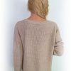 Donna Stl XL Färg Beige Rund urringning Tröja Långärmad Material Bomull Grovstickat