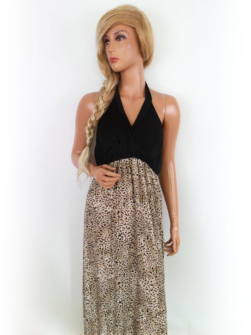 New look Stl S Färg Brun Halter Maxi Klänning Ärmlös Lång