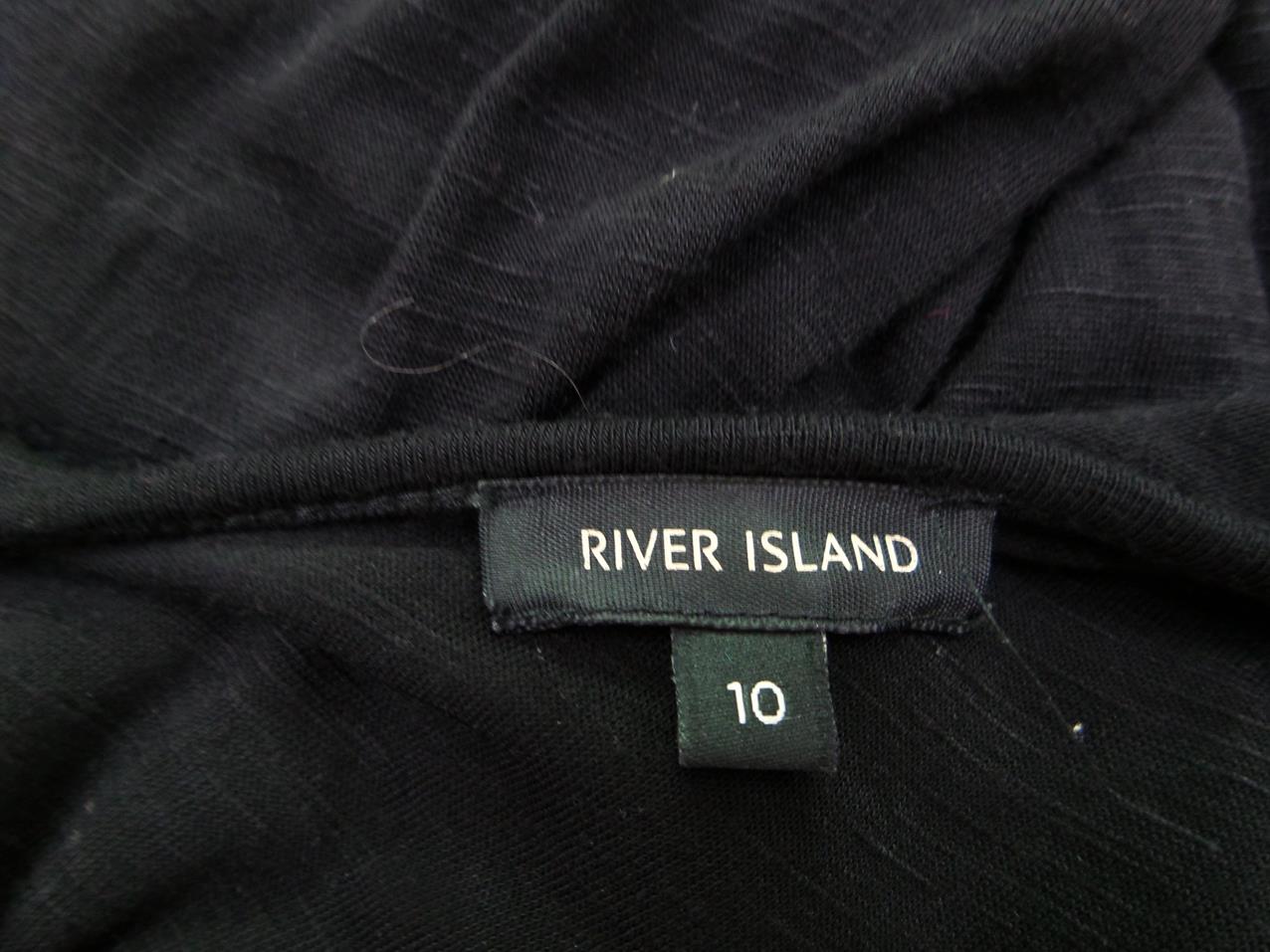 River island Stl 36 Färg Svart Rund urringning Penn Klänning Kortärmad Material Viskos