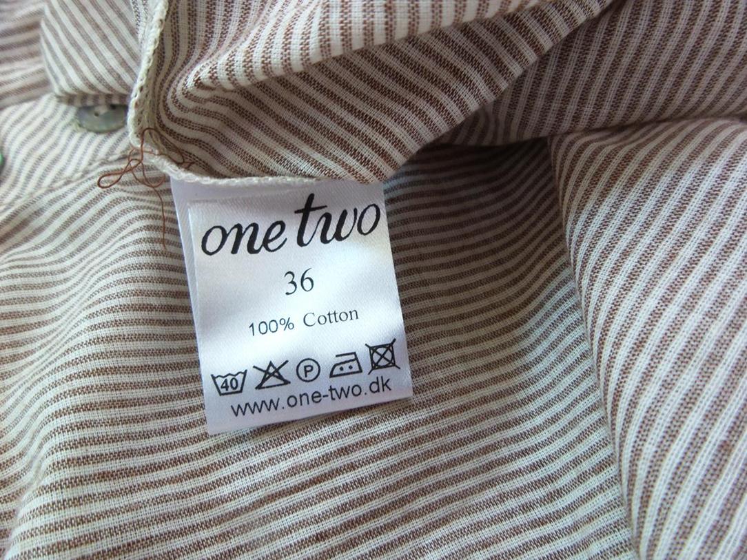 One two Stl 36 Färg Beige Rund urringning Popover Tunika Blus Kortärmad Material Bomull