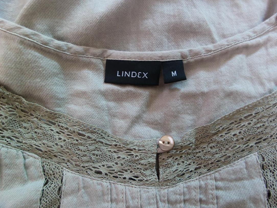 Lindex Stl M Färg Beige Kvadratisk urringning Mini Klänning Kortärmad Kort Material Bomull