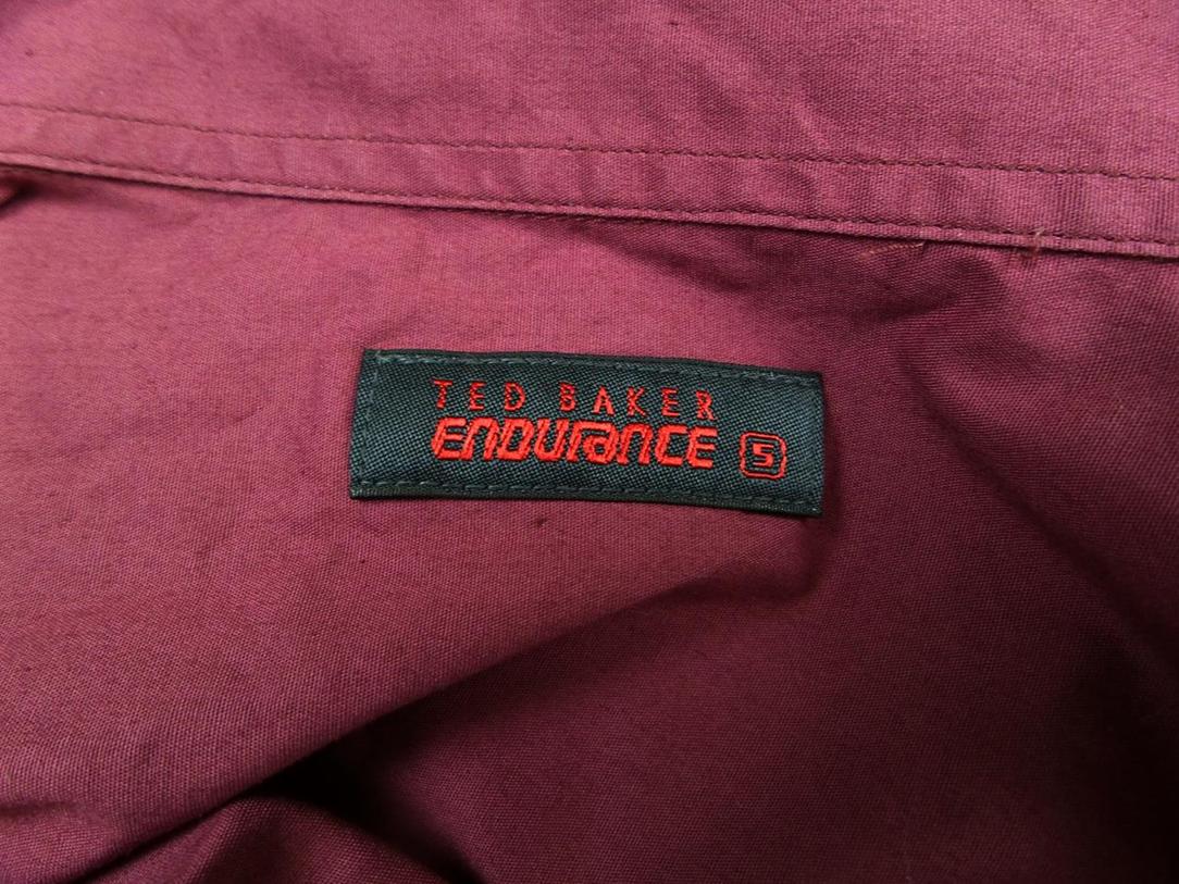 Ted Baker Endurance Stl 5 Färg Vinröd Krage Herr skjorta, casual Kortärmad Material Bomull