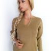 Fluid collection Stl L Färg Beige Split Crew Neck Blus ärm 3/4 Material Akryl