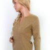 Fluid collection Stl L Färg Beige Split Crew Neck Blus ärm 3/4 Material Akryl