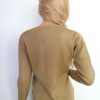 Fluid collection Stl L Färg Beige Split Crew Neck Blus ärm 3/4 Material Akryl