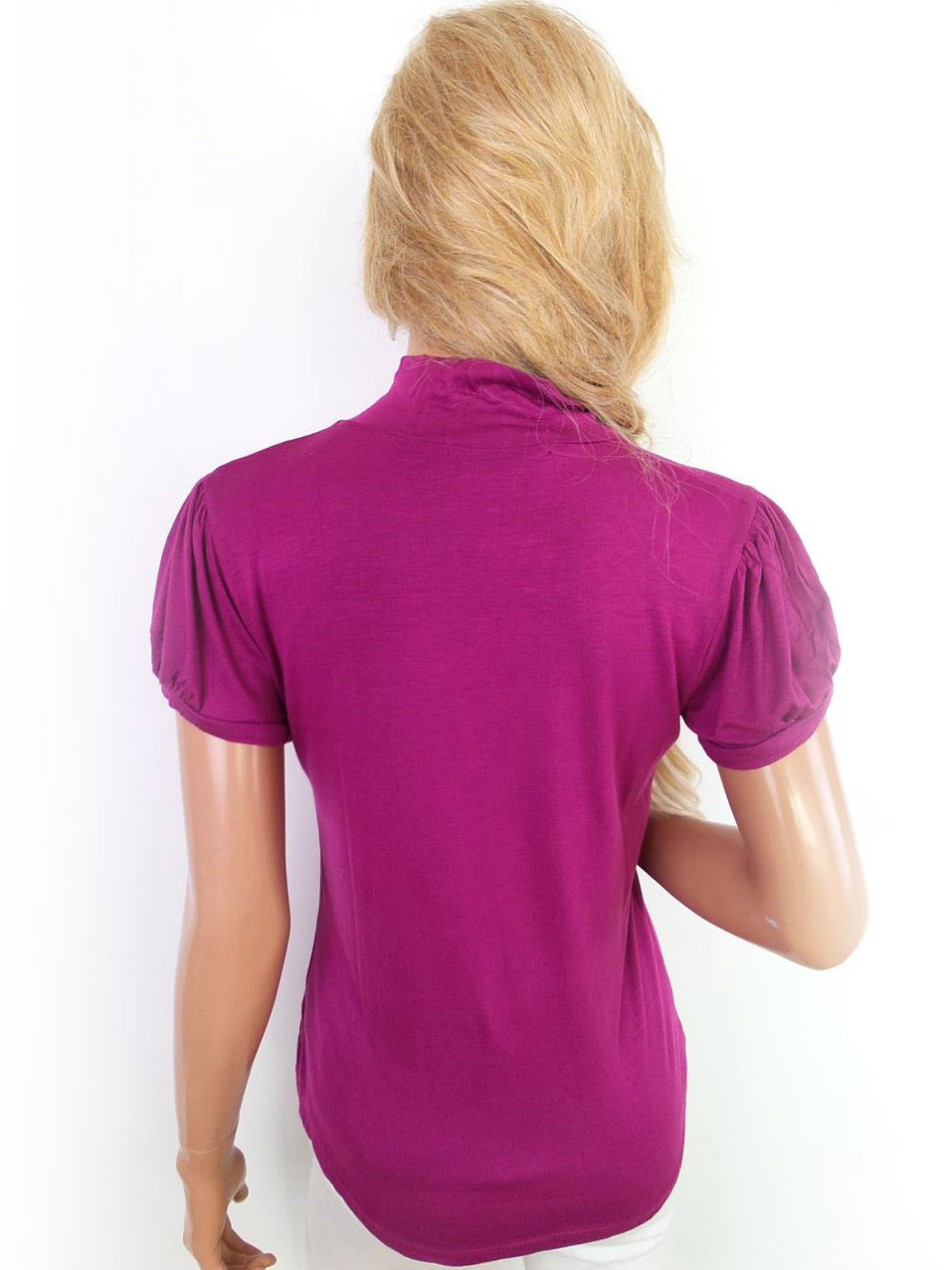 Bloom Trends Stl L Färg Fuchsia Mock turtle Blus Kortärmad Material Viskos