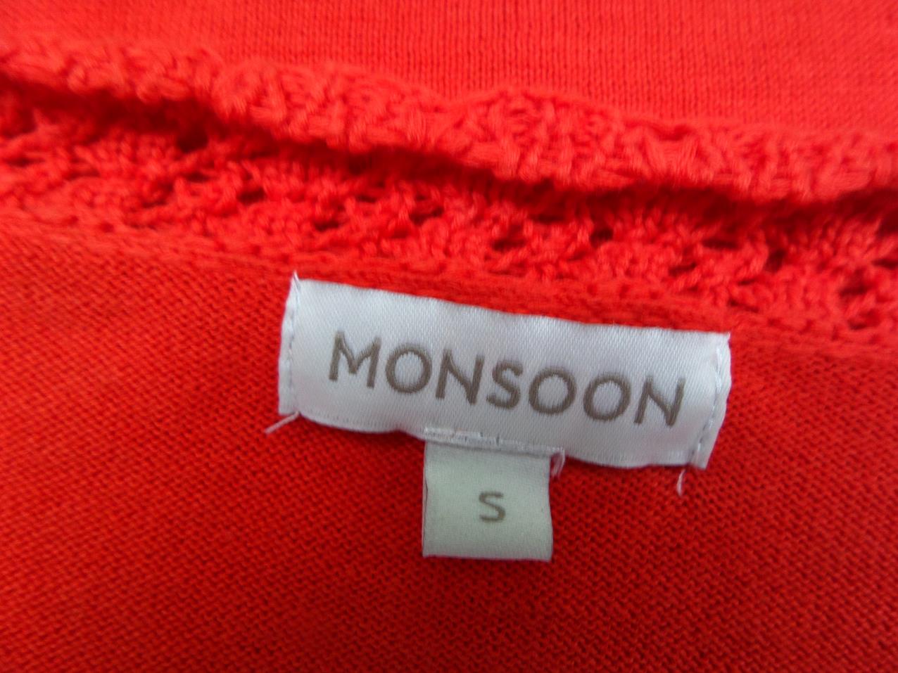 Monsoon Stl S Färg Orange V-ringning Koftbolero ärm 3/4 Material Bomull Finstickat