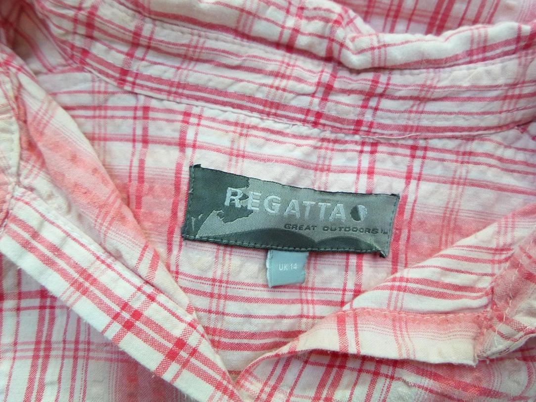 Regatta Stl 40 Färg Pudrig Rosa Rutigt Krage Knäppt Skjort Blus Kortärmad Material Bomull