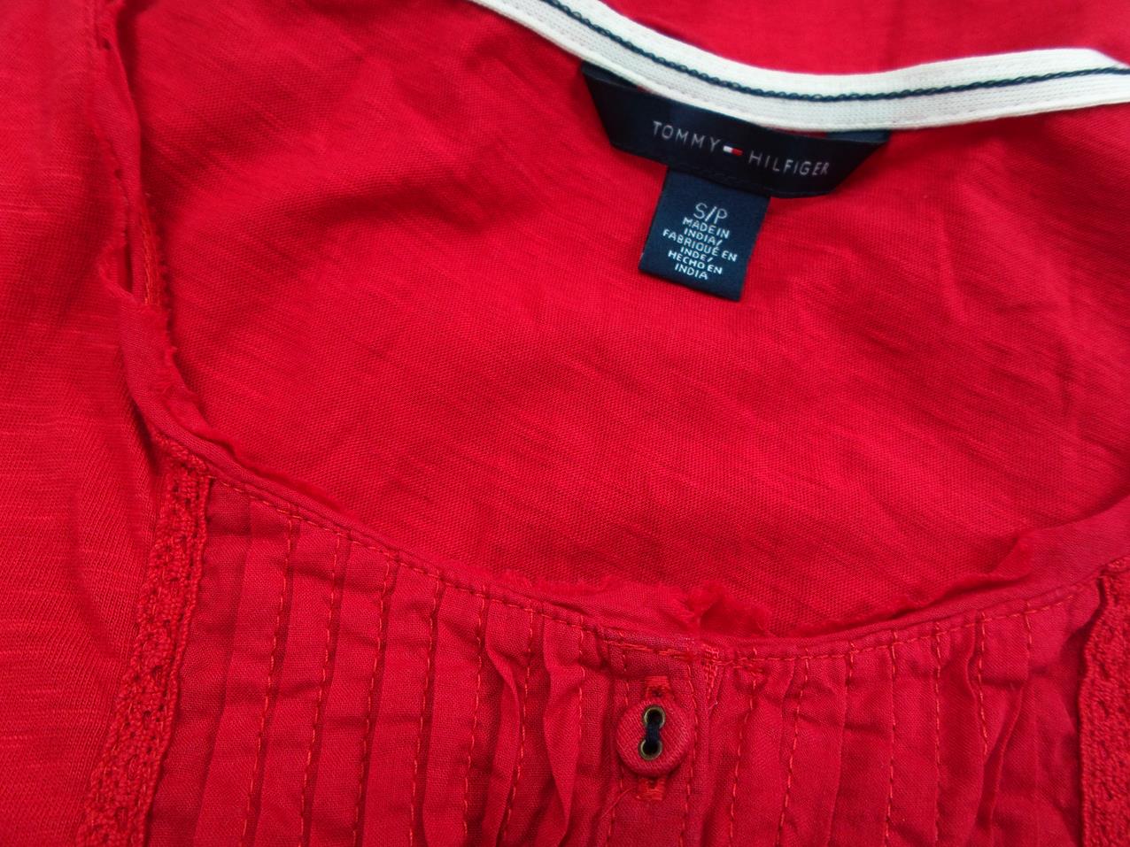 Tommy hilfiger Stl S Färg Röd Kvadratisk urringning Blus Ärmlös Material Bomull 100%