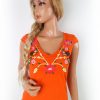 River island Stl 8 (36) Färg Orange Rund urringning Blus Kortärmad Material Bomull 100%