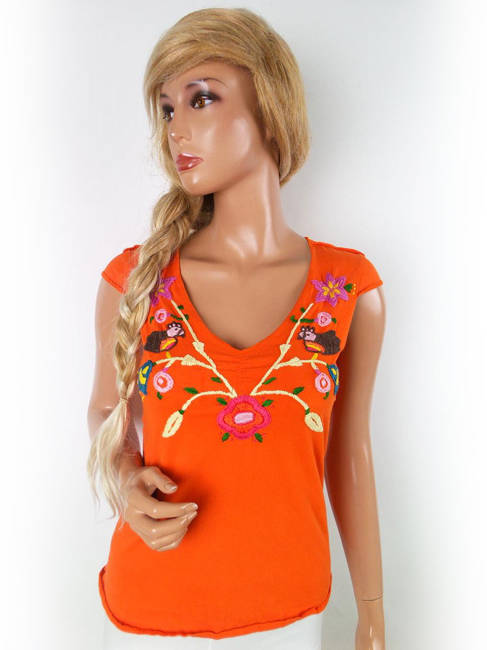 River island Stl 8 (36) Färg Orange Rund urringning Blus Kortärmad Material Bomull 100%