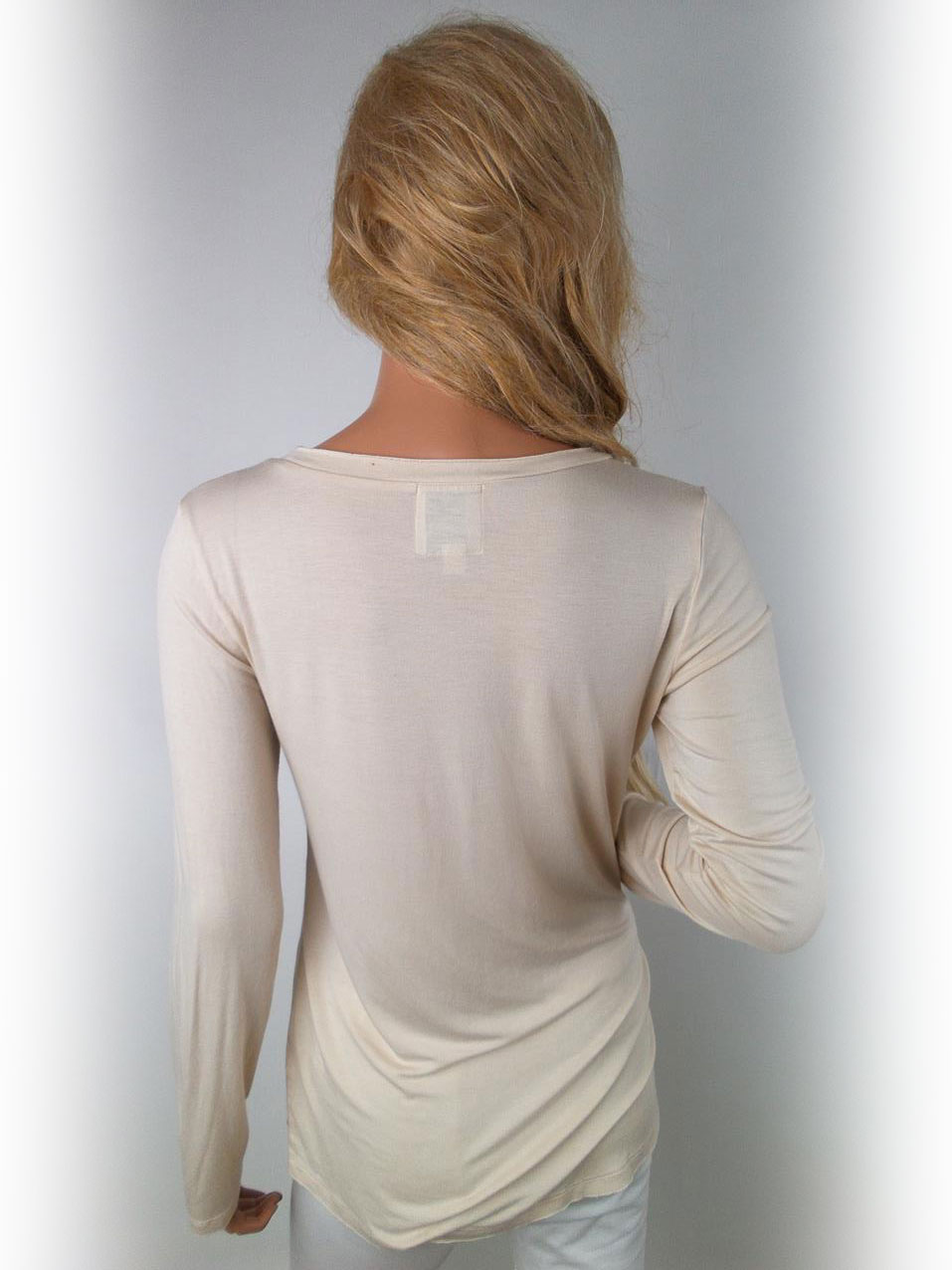 Love forever Stl XS Färg Beige Rund urringning Tunika blus Långärmad Material Viskos