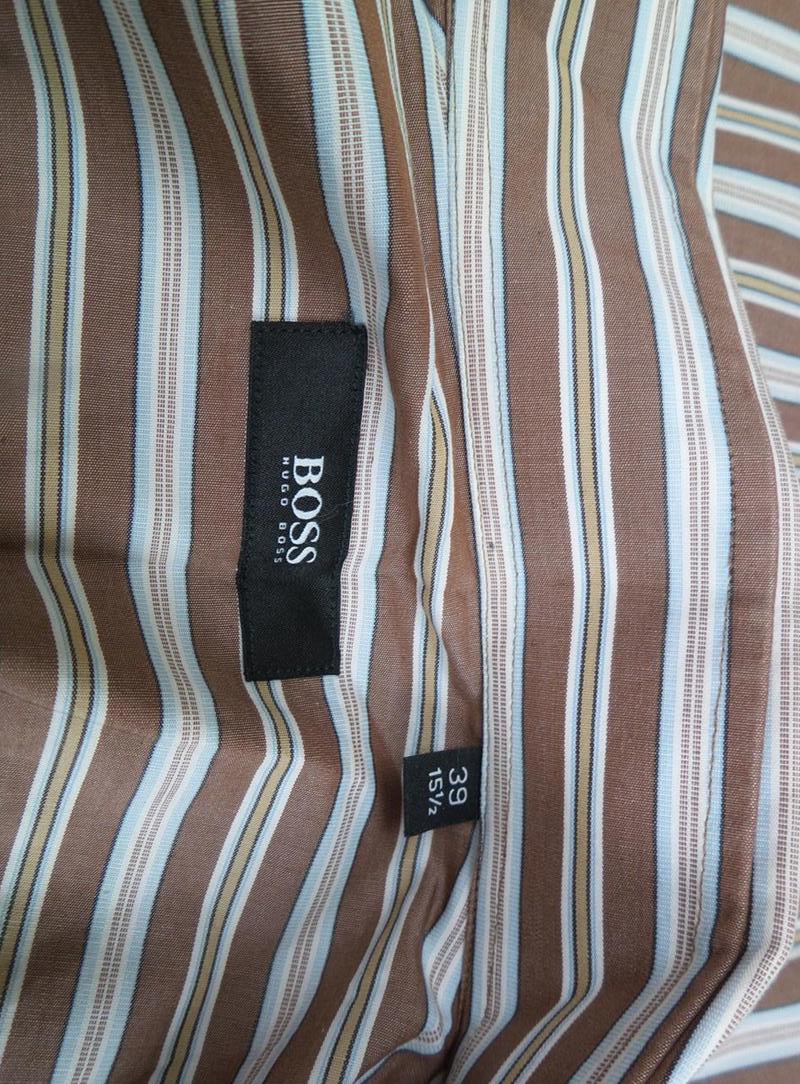 Hugo Boss Stl 39 Färg Brun Krage Herr Skjorta, elegant Långärmad Material Bomull 100%