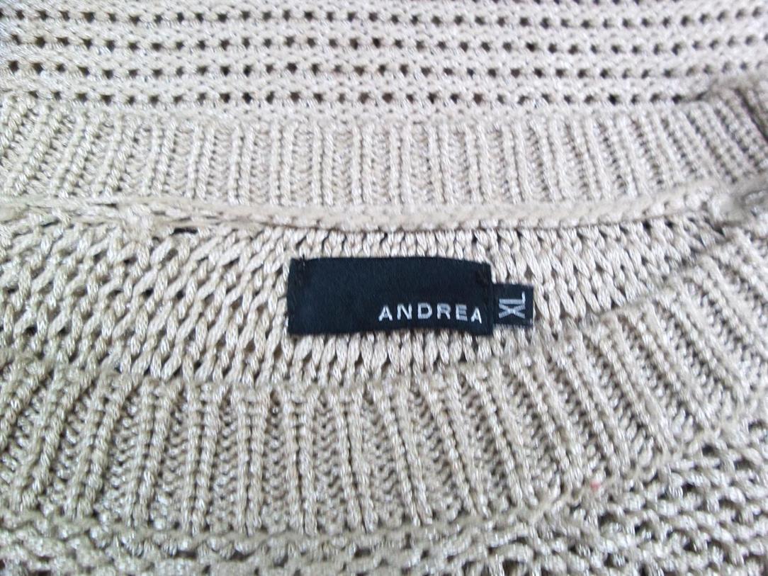 Andrea Stl XL Färg Beige Rund urringning Tröja Långärmad Material Akryl Öppet stickat