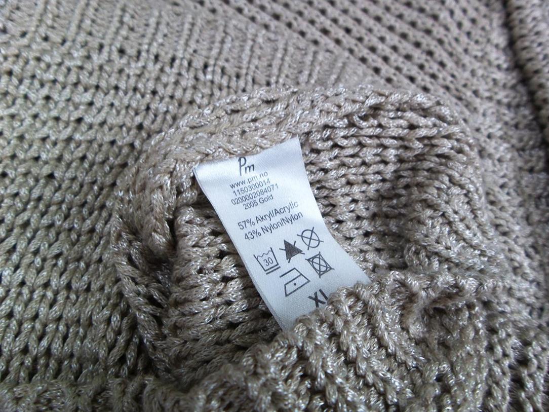 Andrea Stl XL Färg Beige Rund urringning Tröja Långärmad Material Akryl Öppet stickat