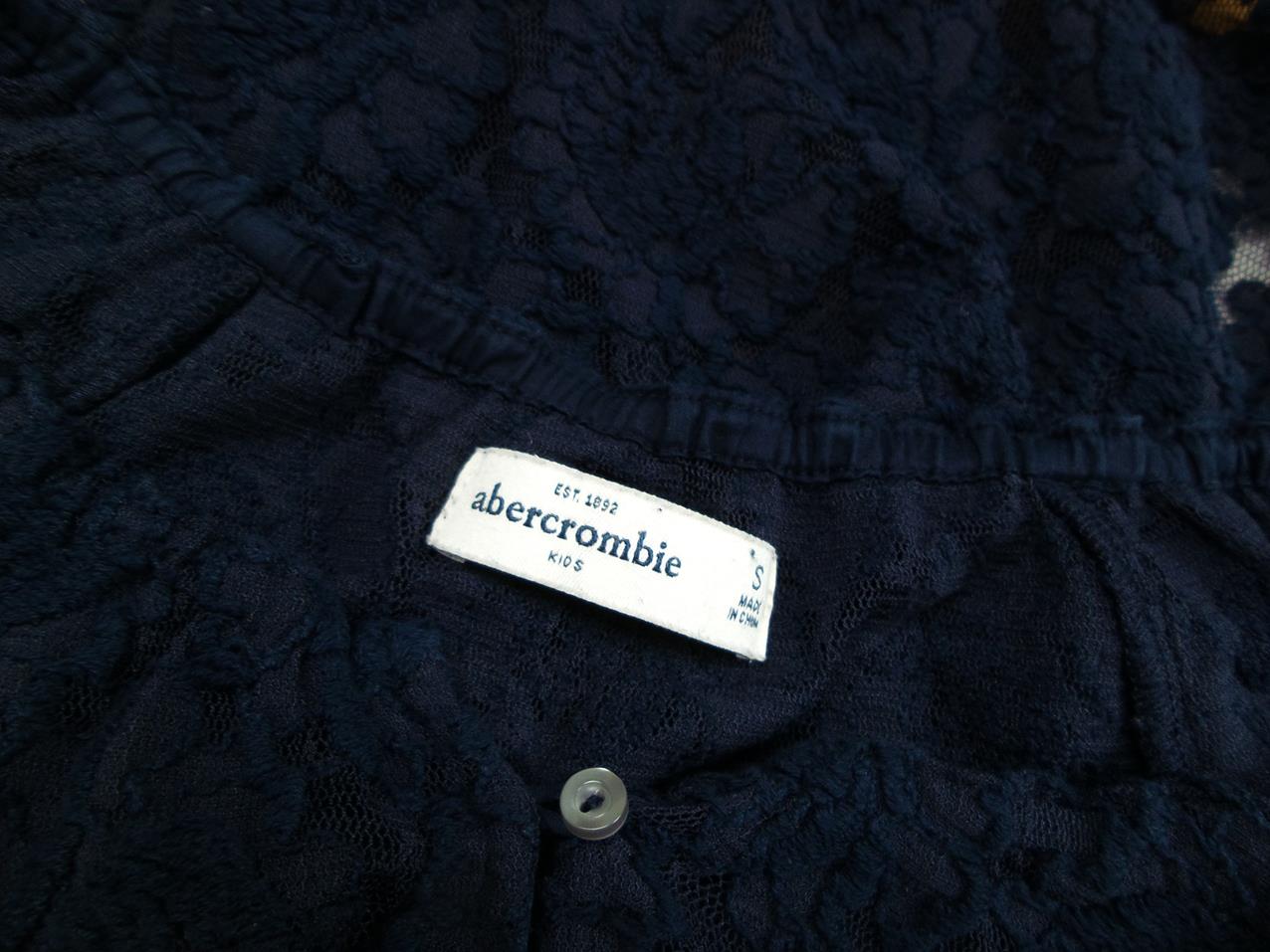 ABERCROMBIE KIDS Stl S Färg Marinblå Båtringning Crop Top Blus Kortärmad Material Bomull