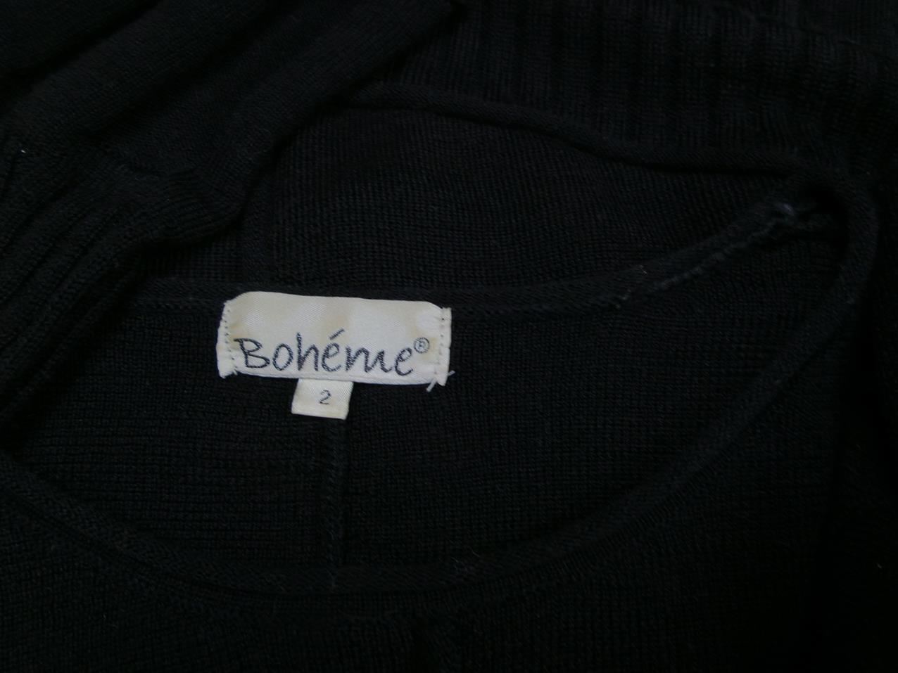 BOHEME Stl 2 Färg Svart Rund hals Stickad Tunika Blus Långärmad Material Ull