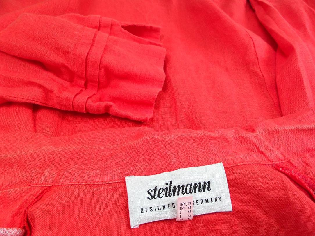 Steilmann Stl 42 Färg Röd V-ringning Kavaj med knappar ärm 3/4 Material Lin 100%