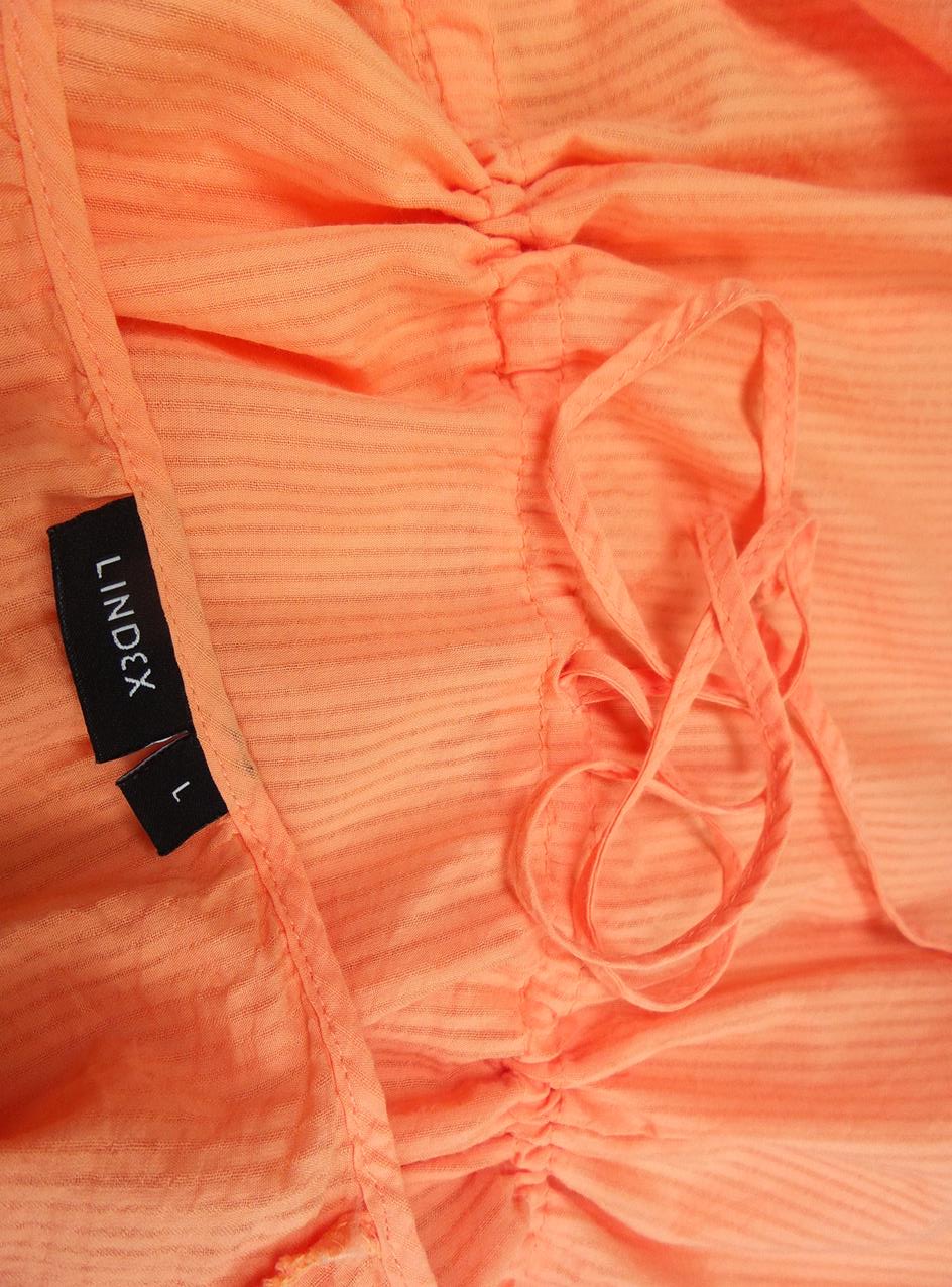 Lindex Stl L Färg Orange U-ringning Skjort Klänning Långärmad Kort Material Bomull 100%