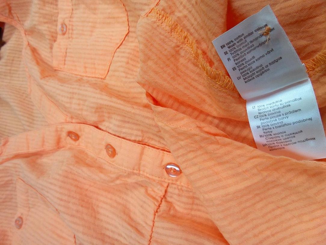 Lindex Stl L Färg Orange U-ringning Skjort Klänning Långärmad Kort Material Bomull 100%