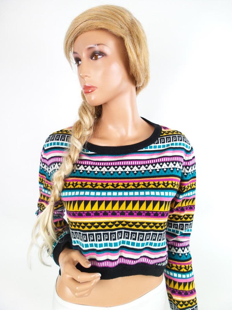 Divided Stl 38 Fair Isle Båtringning Crop Top Blus Långärmad Material Bomull