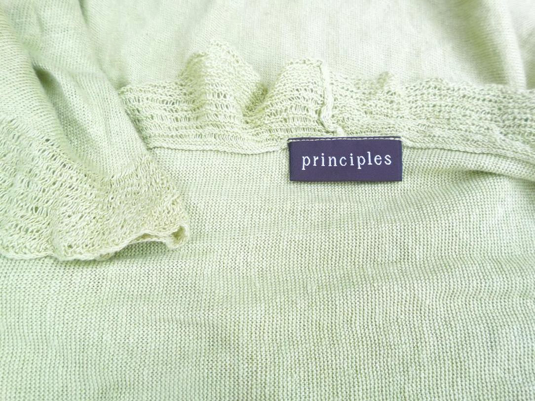 Principles Stl 38 Färg Grön V-ringning Draperad öppen kofta Långärmad Material Lin 100% Finstickat