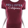 Hollister Stl M Färg Vinröd Rund urringning T-shirt Kortärmad Material Bomull