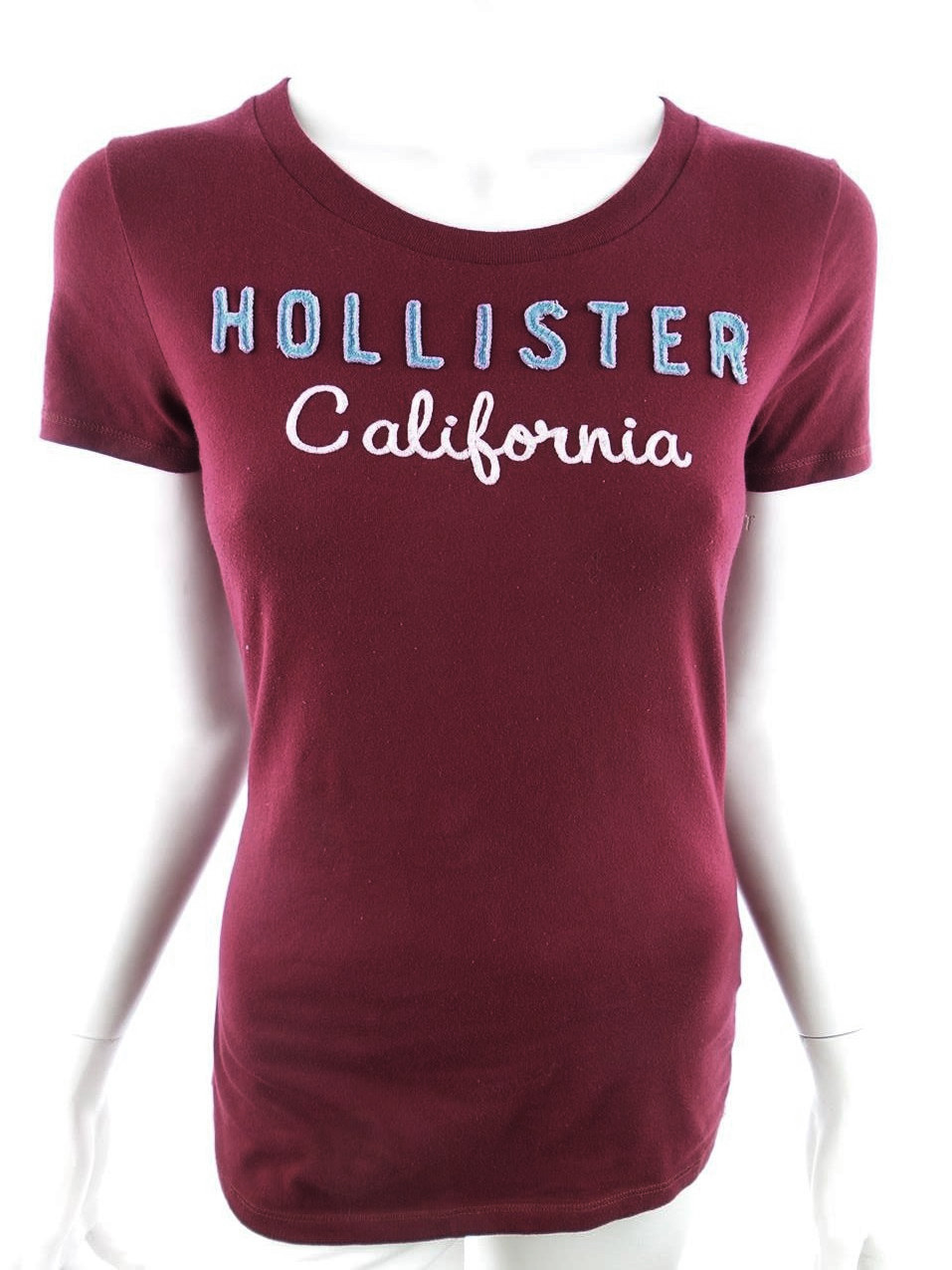 Hollister Stl M Färg Vinröd Rund urringning T-shirt Kortärmad Material Bomull