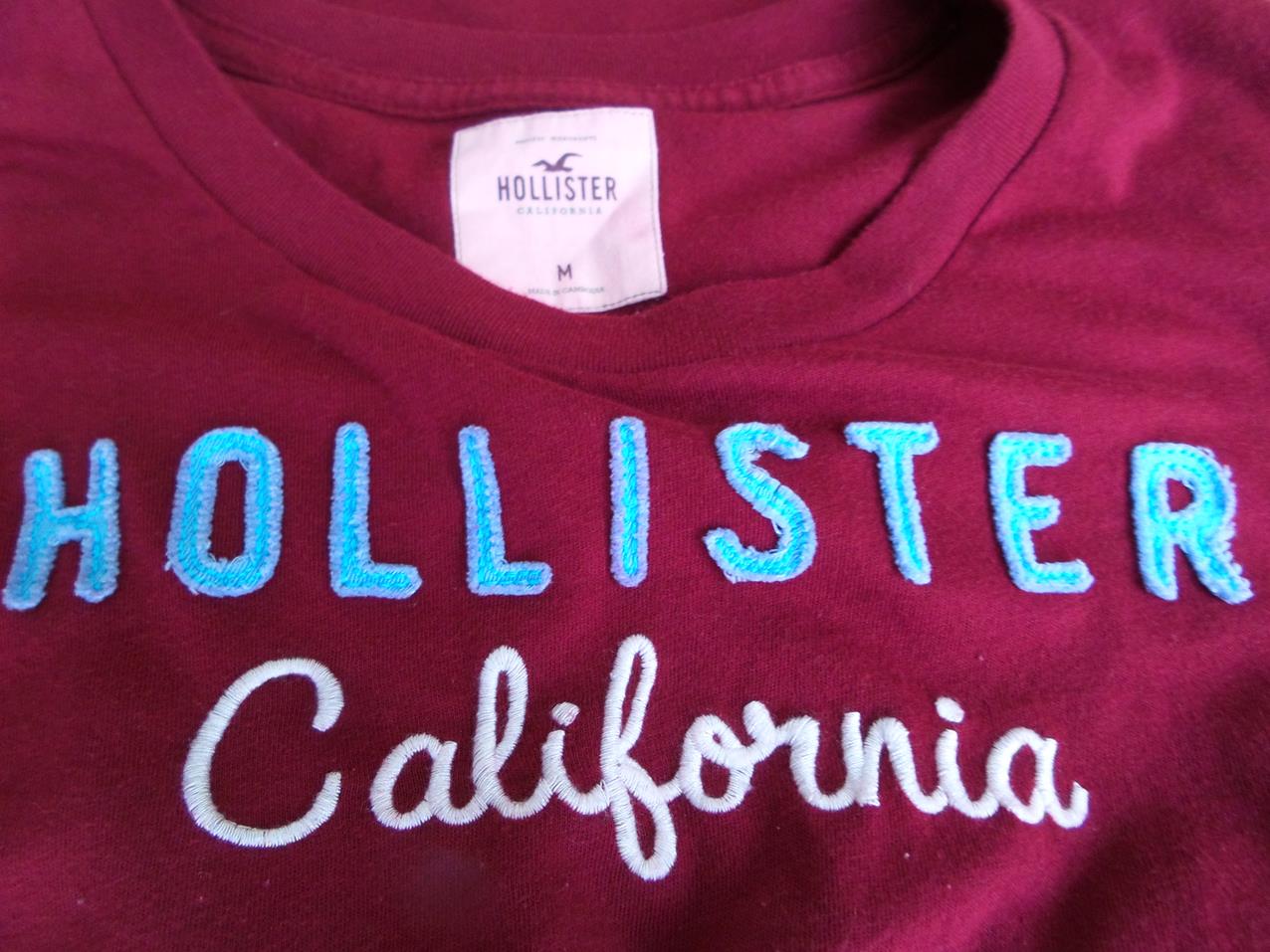 Hollister Stl M Färg Vinröd Rund urringning T-shirt Kortärmad Material Bomull